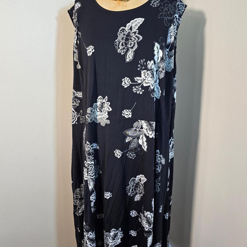 Ellos black floral maxi dress 5X 38/40